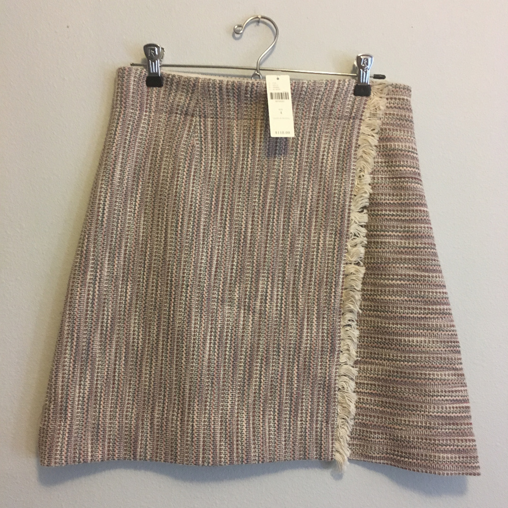 Maeve Mulitcolor Fringe Faux Wrap Mini Skirt